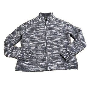 Eddie Bauer Women’s Wool Blend Full Zip Heather Purple Knit Sweater Size XL